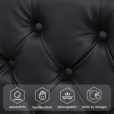 Lit coffre 140x200 cm - Lit double avec coffre de rangement et éclairage LED - Lit capitonné en cuir PU - Sans matelas - Noir