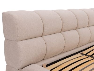 Lit coffre 160 x 200 cm - Tissu - Beige + Matelas - FORVIK II