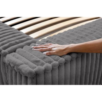 Lit coffre 160x200 coloris gris - Collection CLOUDY