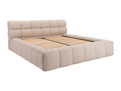 Lit coffre 180 x 200 cm - Tissu - Beige - FORVIK II