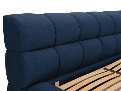 Lit coffre 180 x 200 cm - Tissu - Bleu nuit + Matelas - FORVIK II