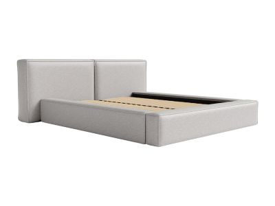 Lit coffre 180 x 200 cm - Tissu - Gris clair + Matelas - TIMANO