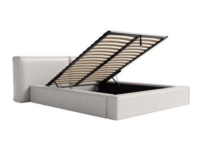 Lit coffre 180 x 200 cm - Tissu - Gris clair + Matelas - TIMANO