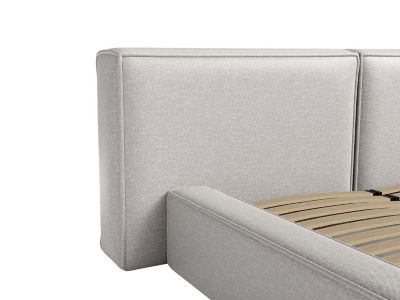 Lit coffre 180 x 200 cm - Tissu - Gris clair + Matelas - TIMANO