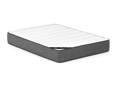 Lit coffre 180 x 200 cm - Tissu - Gris clair + Matelas - TIMANO