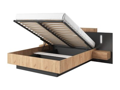 Lit coffre avec chevets 160 x 200 cm - 2 tiroirs - Avec LEDs - Coloris ...