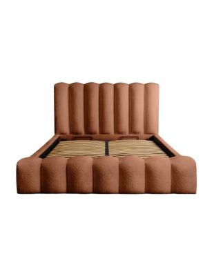 Lit coffre BADJA Tissu bouclé Terracota 140x200 cm Sommier relevable ...