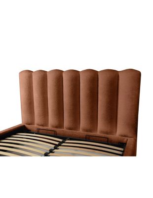 Lit coffre BADJA Tissu bouclé Terracota 140x200 cm Sommier relevable ...