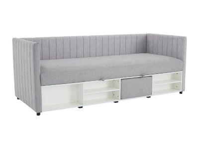 Lit coffre banquette 80 x 200 cm - Tissu - Gris - LAOZIA