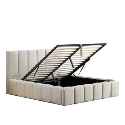 Lit coffre beige Madeleine 140x190 cm