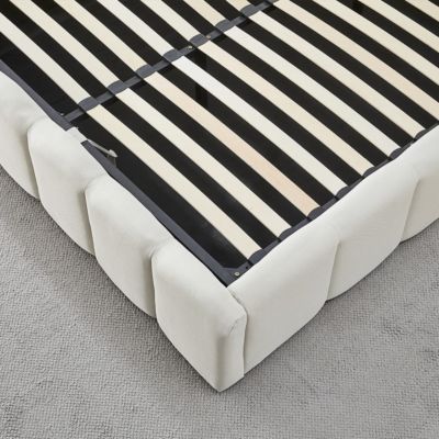 Lit coffre beige Madeleine 140x190 cm