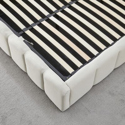 Lit coffre beige Madeleine 140x190 cm
