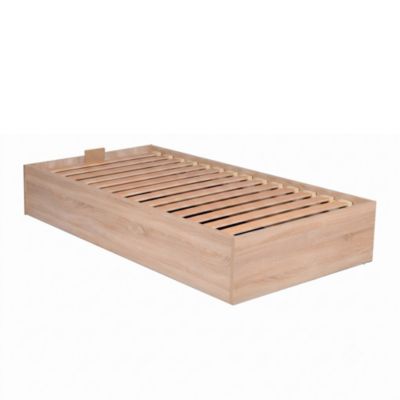 Lit coffre BILBAO 90x200 cm + sommier / Décor chêne blanchi