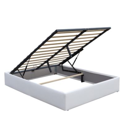 Lit Coffr Loris blanc + Pids pour matlas 140x190 cm - 2 x 12 Latts au millur prix