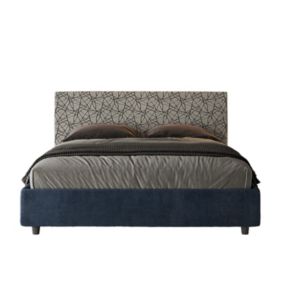 Lit coffre capitonné 160x210 tissu Era 09 bleu Arla