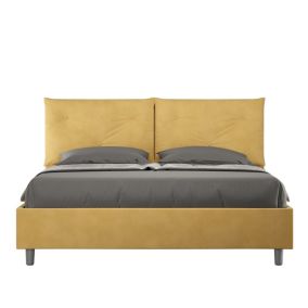 Lit coffre double capitonné 160x200 en microfibre ocre Appia