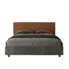 Lit coffre double capitonné 160x200 tissu Era 04 orange Arla