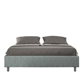 Lit coffre double capitonné 160x210 Aragona 7 Azelia tissu bleu clair