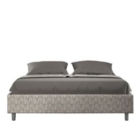 Lit coffre double capitonné 160x210 en tissu Azelia gris Era 02