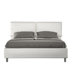 Lit coffre double capitonné en simili cuir blanc Sleeper 160x200