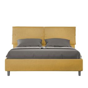 Lit coffre double rehausseur capitonné 160x200 microfibre ocre Sleeper