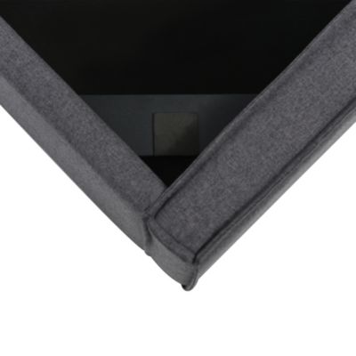Lit coffre hydraulique rembourré 90 x 200 cm, tête de lit, sommier à lattes, avec matelas, gris, coton