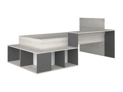 Lit combiné 90 x 200 cm avec rangements et bureau - Coloris : Naturel et anthracite - RIGALI