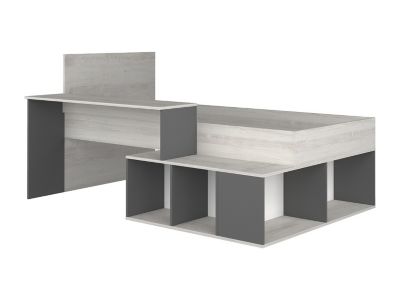 Lit combiné 90 x 200 cm avec rangements et bureau - Coloris : Naturel et anthracite - RIGALI