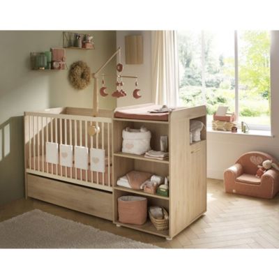 Lit combiné évolutif SAUTHON Adele 120x60 cm Hêtre avec commode intégrée
