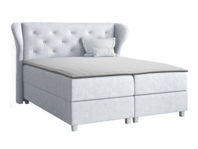 Lit continental Baltimore 123, Double, Gris, Tissu, Disponible