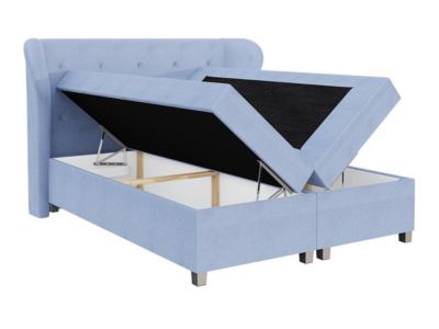 Lit continental Baltimore 123, Double, Gris, Tissu, Disponible
