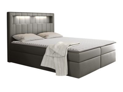 Lit continental Baltimore 131, Unique, Gris, Faux cuir, Disponible