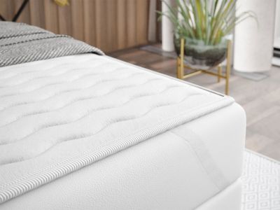 Lit continental Baltimore 131, Unique, Gris, Faux cuir, Disponible