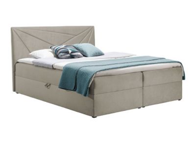 Lit continental Baltimore 144, Double, Brun clair, Tissu, Disponible