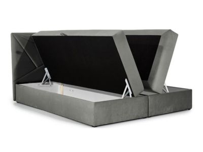 Lit continental Baltimore 144, Double, Brun clair, Tissu, Disponible
