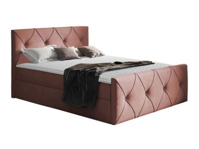 Lit continental Baltimore 150, Double, Rose, Tissu, Disponible