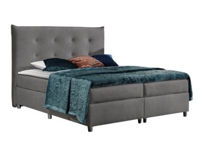 Lit continental Baltimore 151, Unique, Gris, Tissu, Disponible