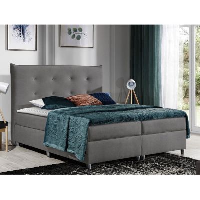 Lit continental Baltimore 151, Unique, Gris, Tissu, Disponible