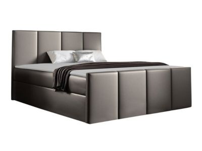 Lit continental Baltimore 154, Double, Gris, Faux cuir, Disponible