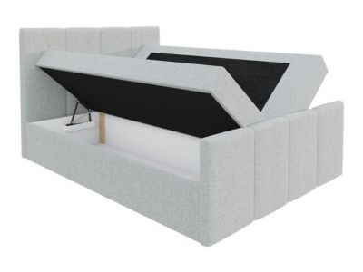 Lit continental Baltimore 154, Double, Gris, Faux cuir, Disponible