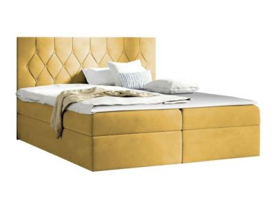 Lit continental Baltimore 159, Double, Jaune, Tissu, Disponible