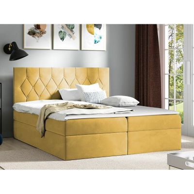 Lit continental Baltimore 159, Double, Jaune, Tissu, Disponible
