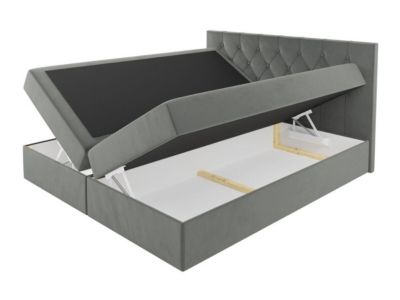 Lit continental Baltimore 159, Double, Jaune, Tissu, Disponible