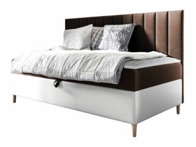 Lit continental Baltimore 165, Unique, Marron, Faux cuir, Disponible