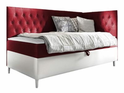 Lit continental Baltimore 167, Unique, Rouge, Faux cuir, Disponible