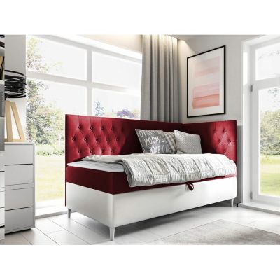Lit continental Baltimore 167, Unique, Rouge, Faux cuir, Disponible