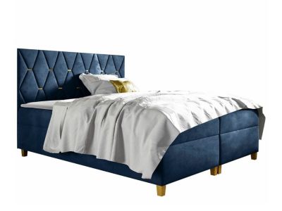 Lit continental Baltimore 176, Double, Bleu, Tissu, Disponible
