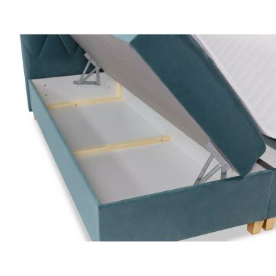Lit continental Baltimore 176, Double, Bleu, Tissu, Disponible