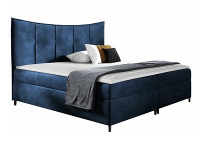 Lit continental Baltimore 178, Double, Bleu, Tissu, Disponible