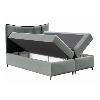 Lit continental Baltimore 178, Double, Bleu, Tissu, Disponible